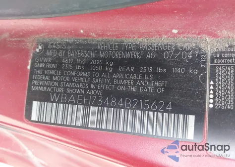 2004 BMW 645Ci from USA, damaged, VIN WBAEH73484B215624